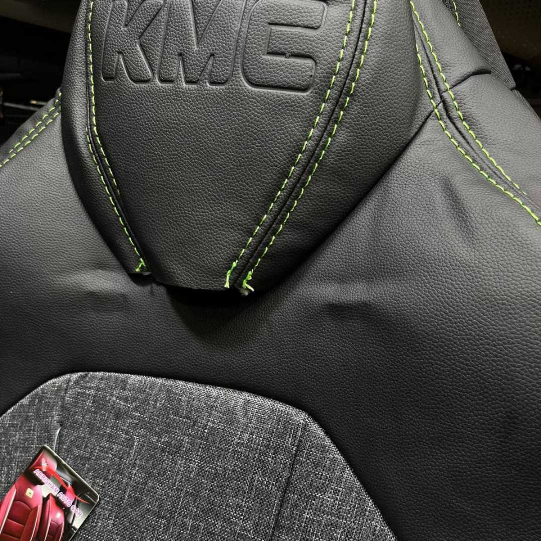 روکش صندلی KMC J7 چرم پارچه رنگ مشکی دوخت فسفری