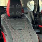 روکش صندلی فردا موتور SX5 FMC تمام چرم رنگ مشکی نوار قرمز