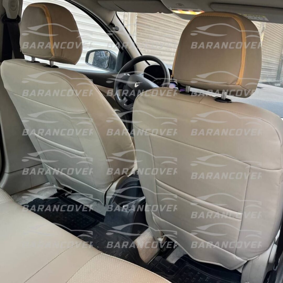 روکش صندلی رنو فلوئنس fluence دنده چرم رنگ کرم