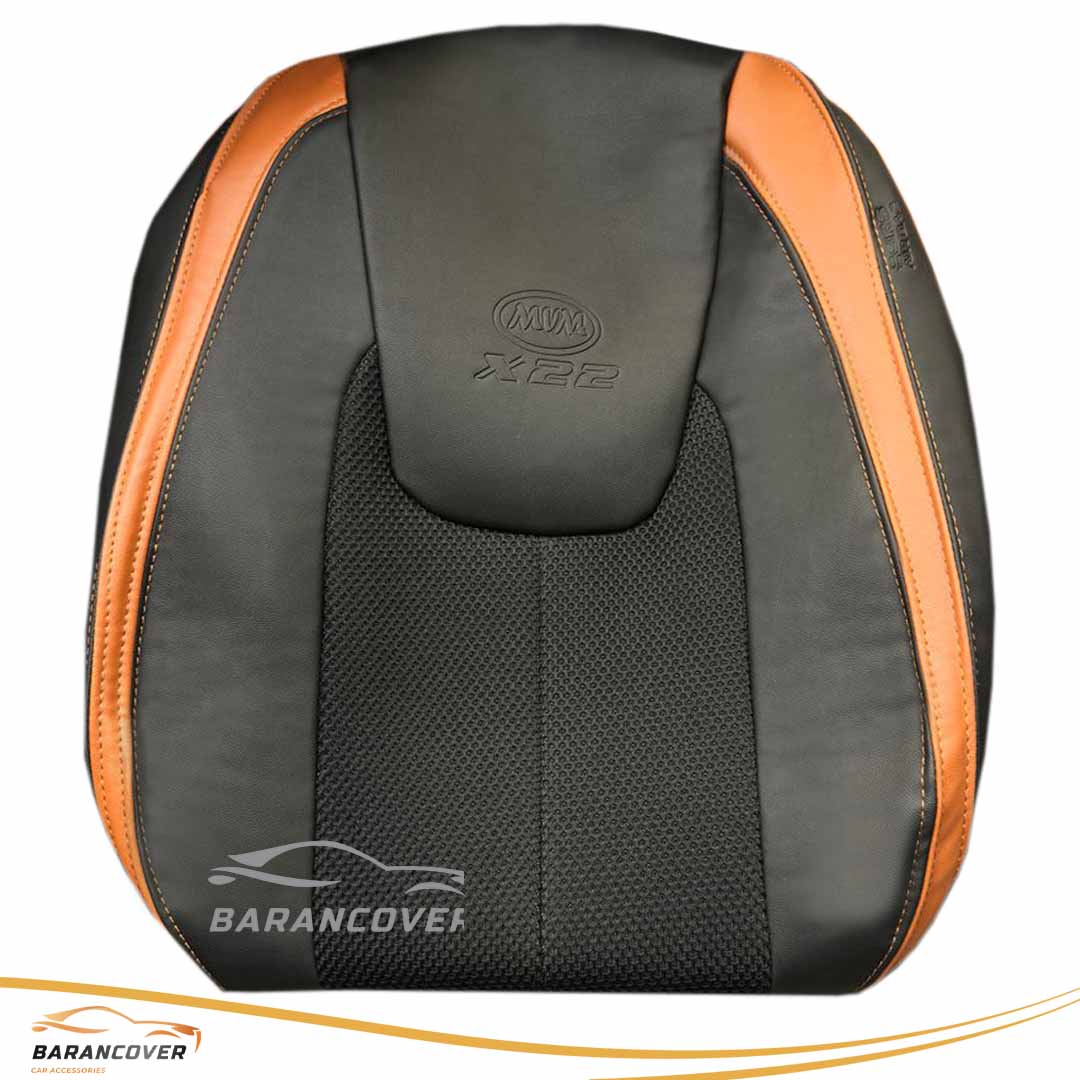 روکش صندلی ام وی ام mvm x22 pro چرم وسط پارچه فابریک مشکی نوار مارون