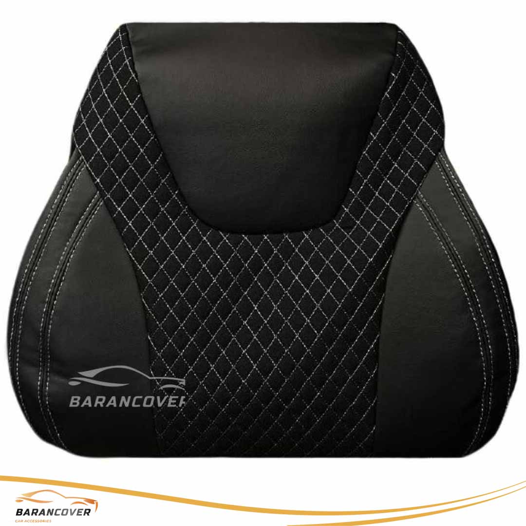 روکش صندلی تیگارد X35 چرم پارچه رنگ مشکی دوخت سفید