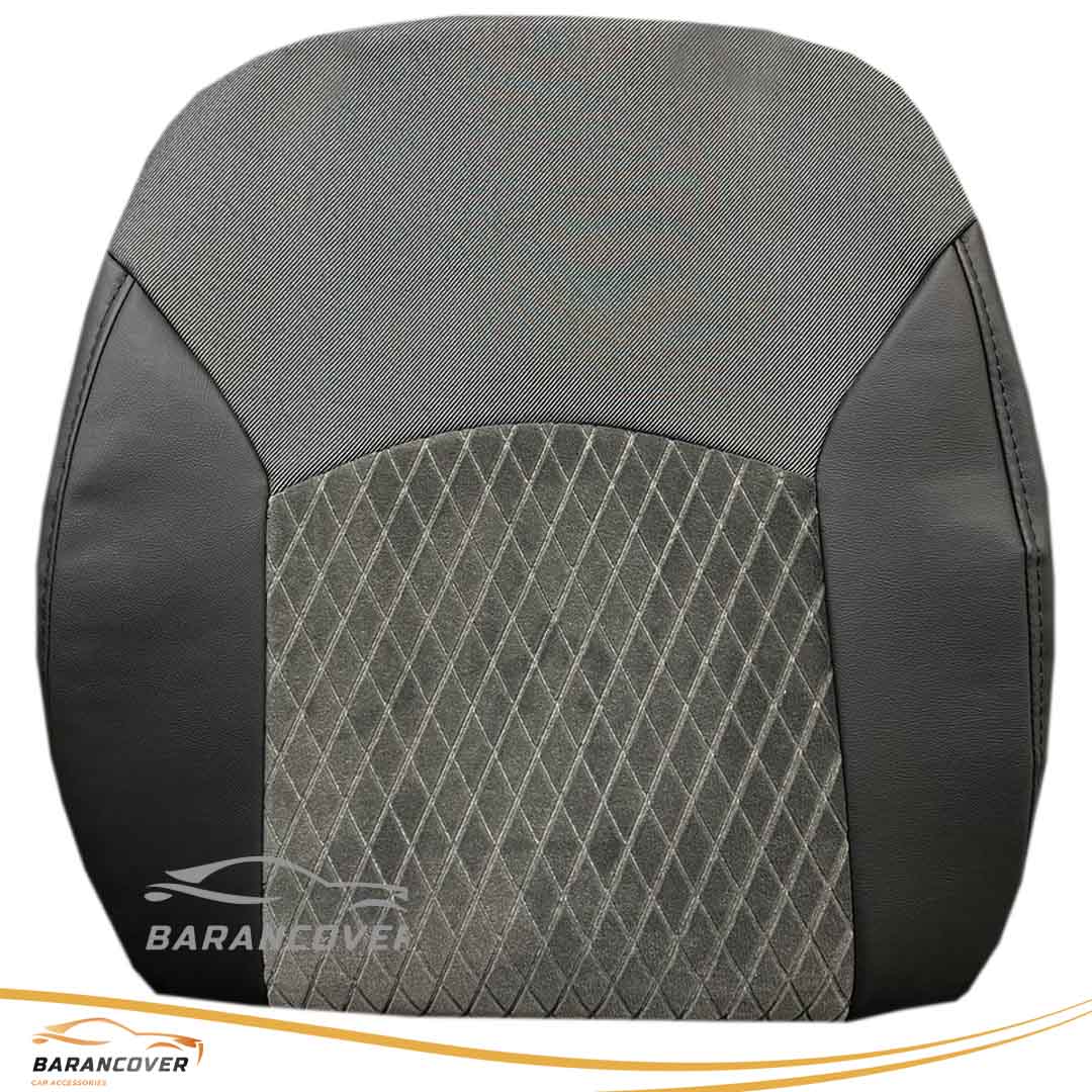 روکش صندلی 207 چرم و مخمل طرح صندلی ارتقاء رنگ مشکی طوسی