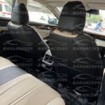 روکش صندلی شاین مکس چرم وارداتی رنگ کرم گلدوزی پشت مشکی