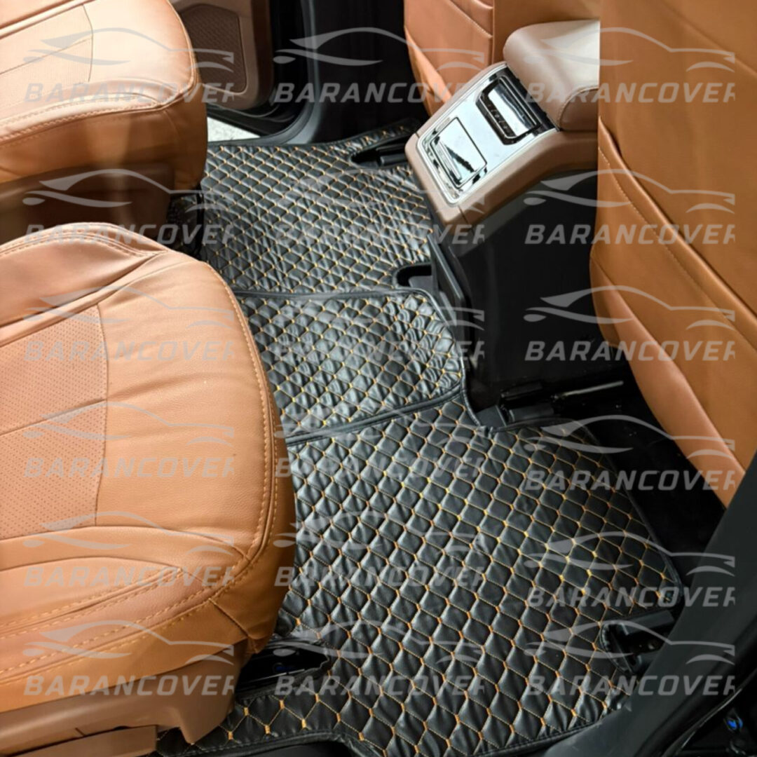 کفپوش گلدوزی 6 بعدی موکت دار هایما X7 رنگ مشکی دوخت مارون