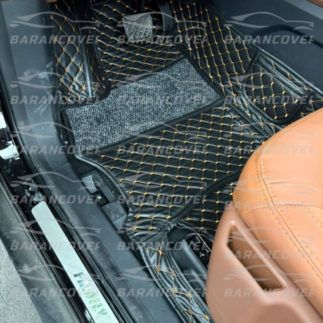 کفپوش گلدوزی 6 بعدی موکت دار هایما X7 رنگ مشکی دوخت مارون